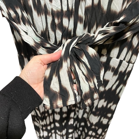 Bella Dahl Elegant Black and White Maxi Women's Dress Abstract Tie Dyes - Picture 4 of 12